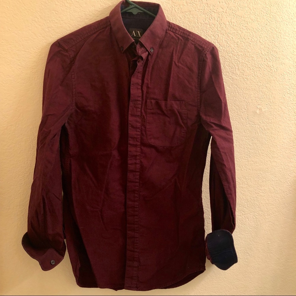 Armani Exchange Burgundy Dress Shirt